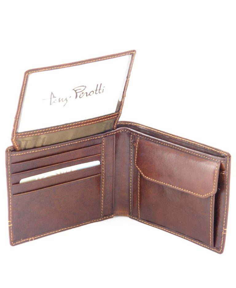 ארנק לגבר Tony Perotti תפרים גדול חום - NAPPA