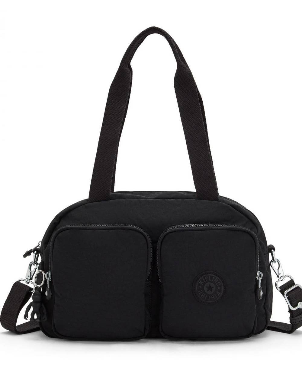 תיק צד לנשים קיפלינג דפאה שחור, תיק צד לאישה 2 כיסים מבד.