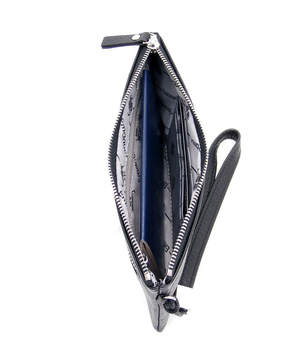 ארנק קלאץ מעור שחור | עמנואל – תמונה 4