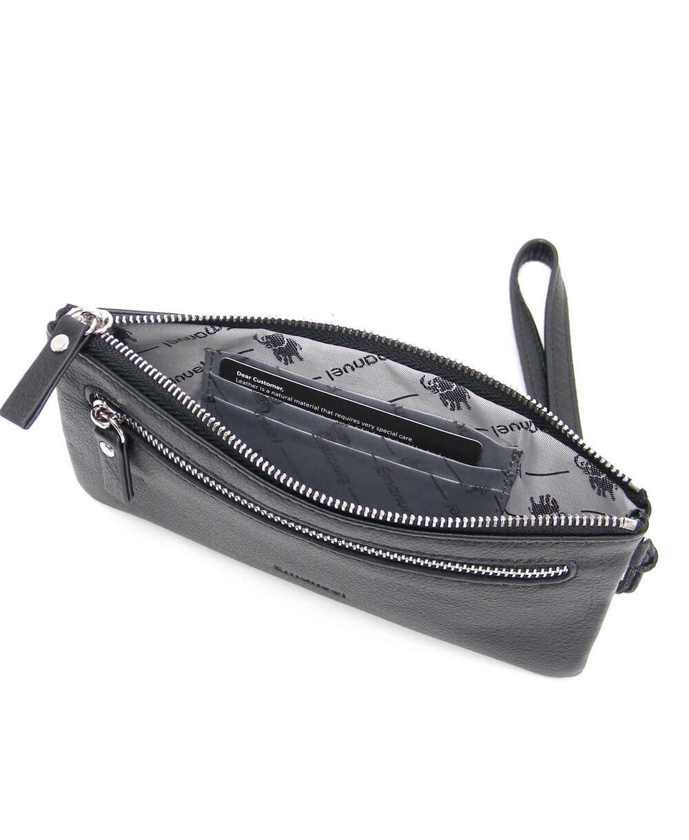 ארנק קלאץ מעור שחור | עמנואל – תמונה 5