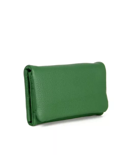 ארנק עור לנשים מעצבת נטע שדה דגם אקורדיון בינוני בצבע ירוק כהה