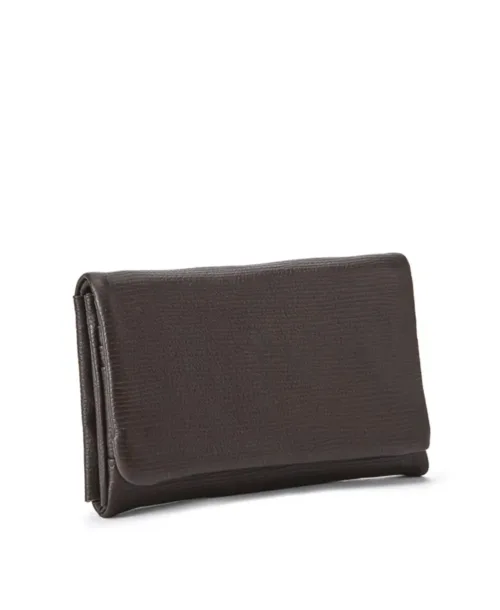 ארנק עור לנשים בעיצוב נטע שדה דגם אקורדיון חום פסים (1)