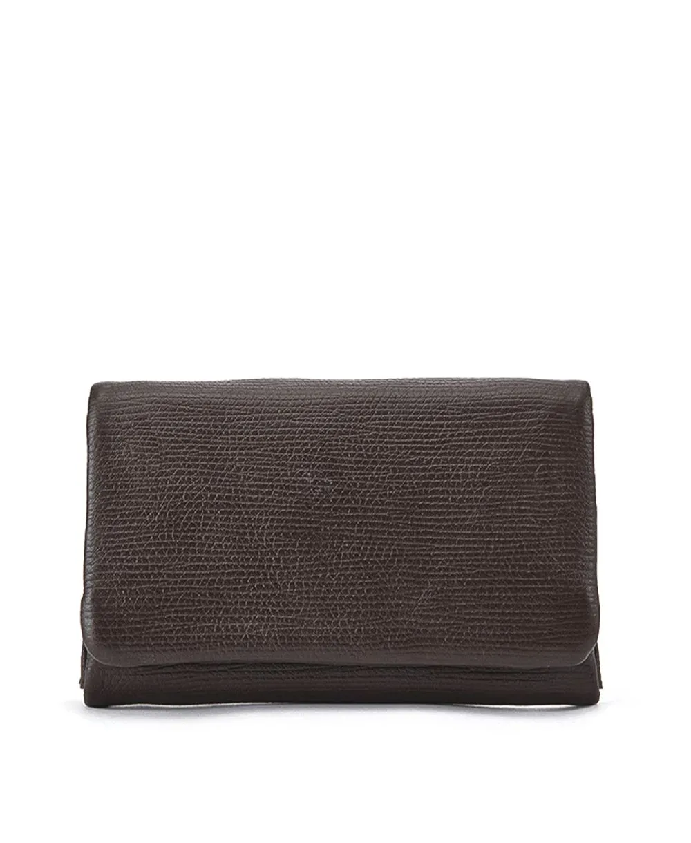 ארנק מעור לנשים אקורדיון חום פסים | נטע שדה – תמונה 3