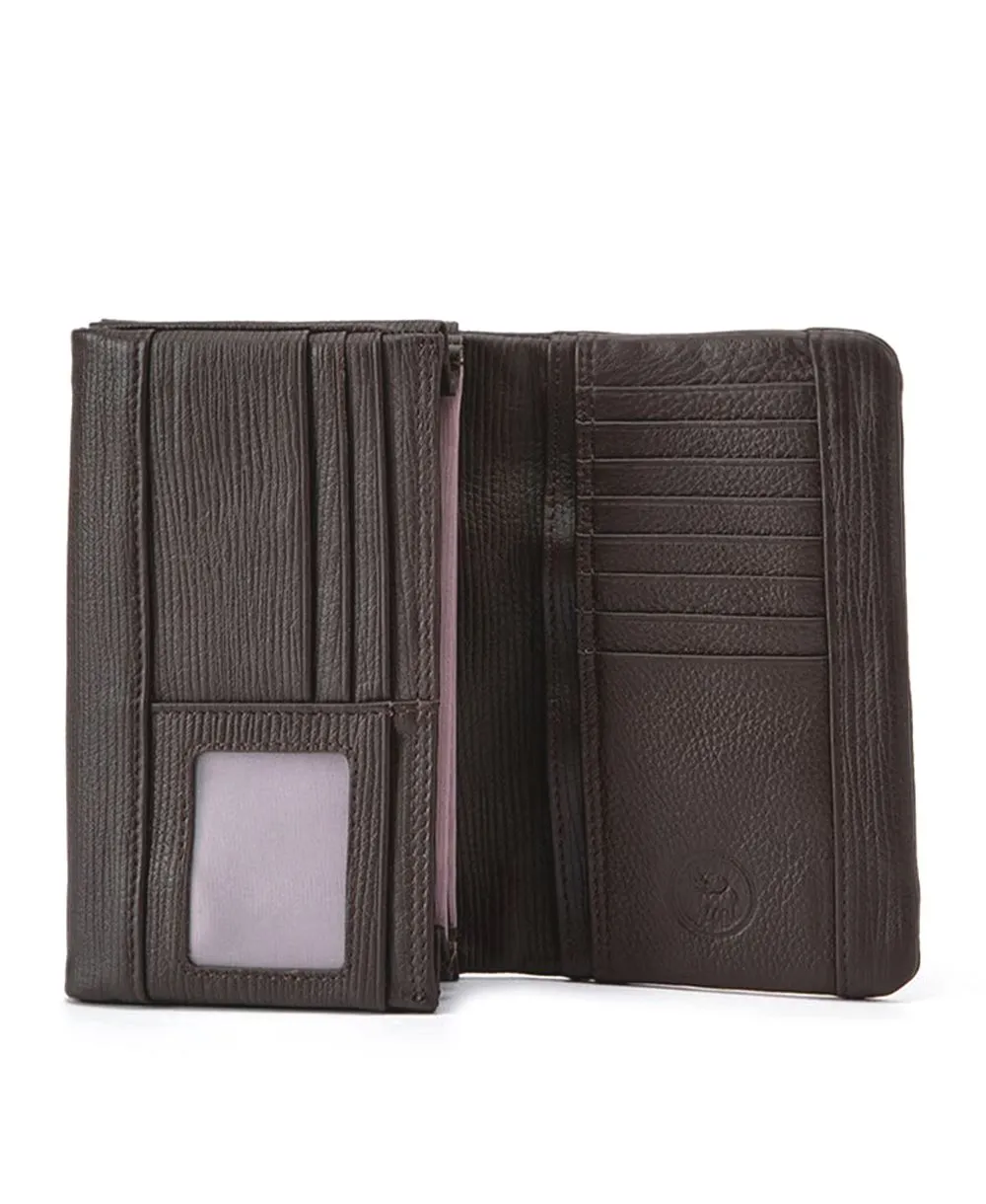 ארנק מעור לנשים אקורדיון חום פסים | נטע שדה – תמונה 2