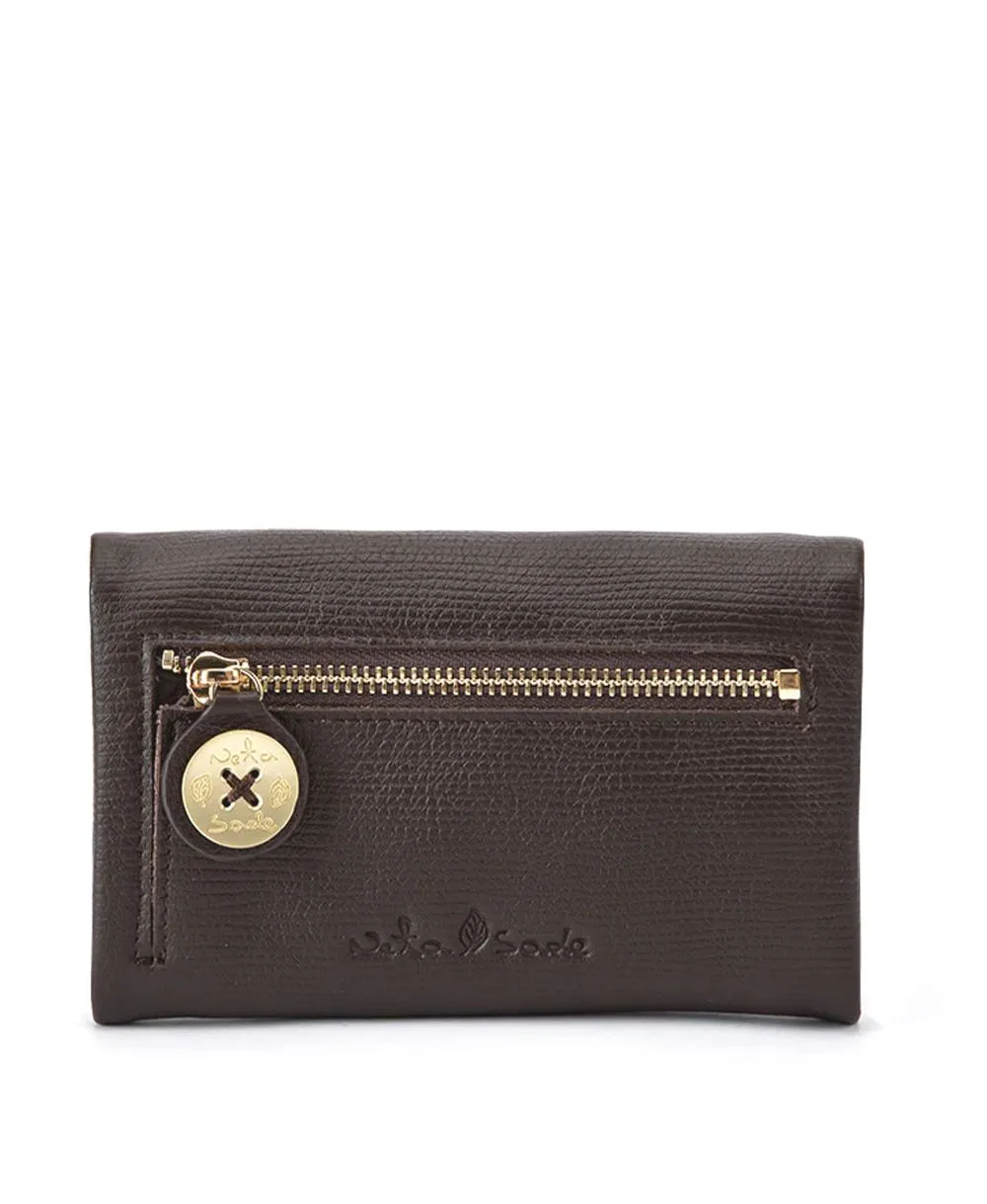 ארנק מעור לנשים אקורדיון חום פסים | נטע שדה – תמונה 4