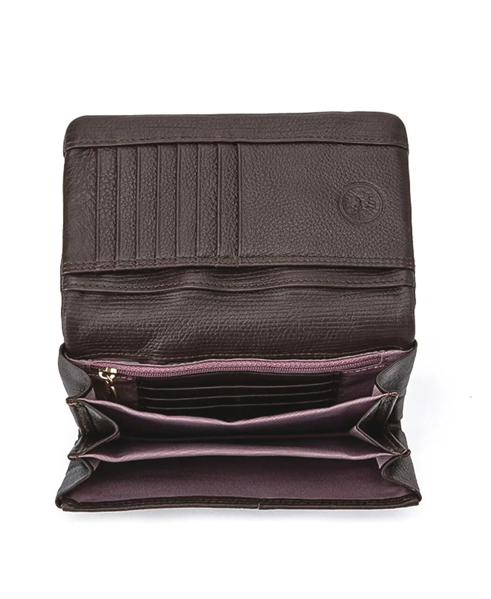 ארנק מעור לנשים אקורדיון חום פסים | נטע שדה – תמונה 6