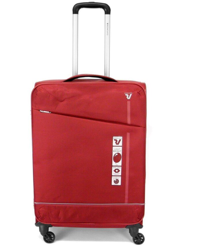 מזוודה בינונית קלה רונקטו ג'אז אדום, מזוודות קלות חזקות תוצרת איטליה.