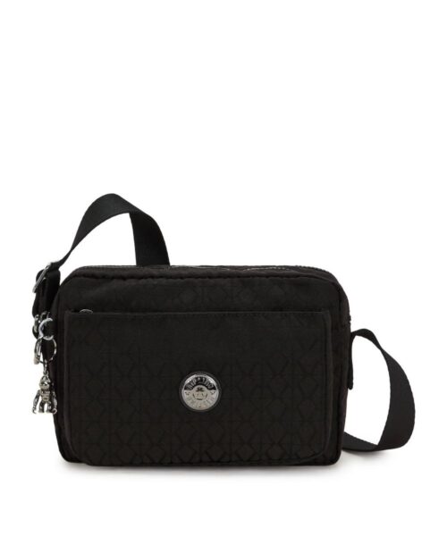 תיק צד לנשים קיפלינג אבאנו M שחור טקסטורה