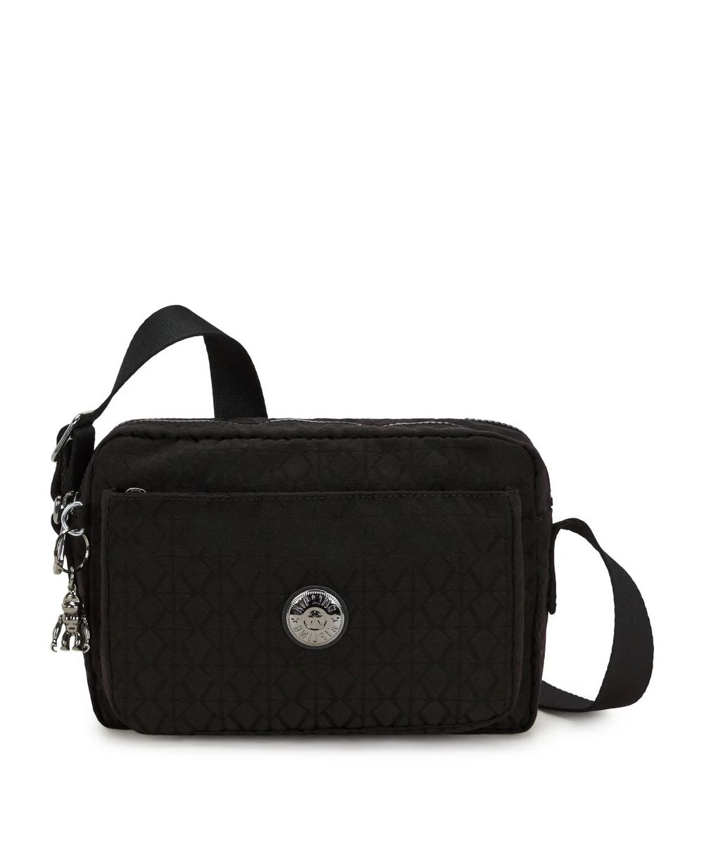 תיק צד לנשים קיפלינג אבאנו M שחור טקסטורה