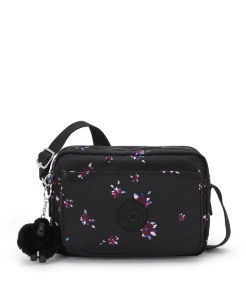 תיק צד לנשים קיפלינג אבאנו M שחור פרחים