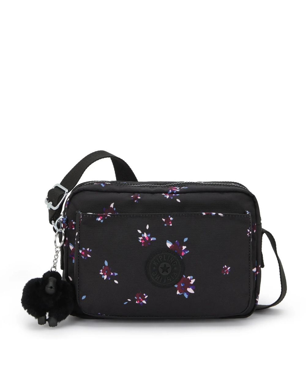 תיק צד לנשים קיפלינג אבאנו M שחור פרחים