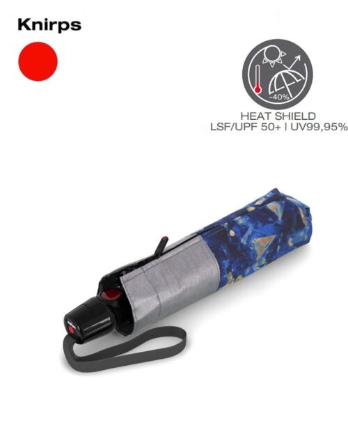 מטריית שמש איכותית קנירפס UV חופת כסף ופנים כחול Knirps T200