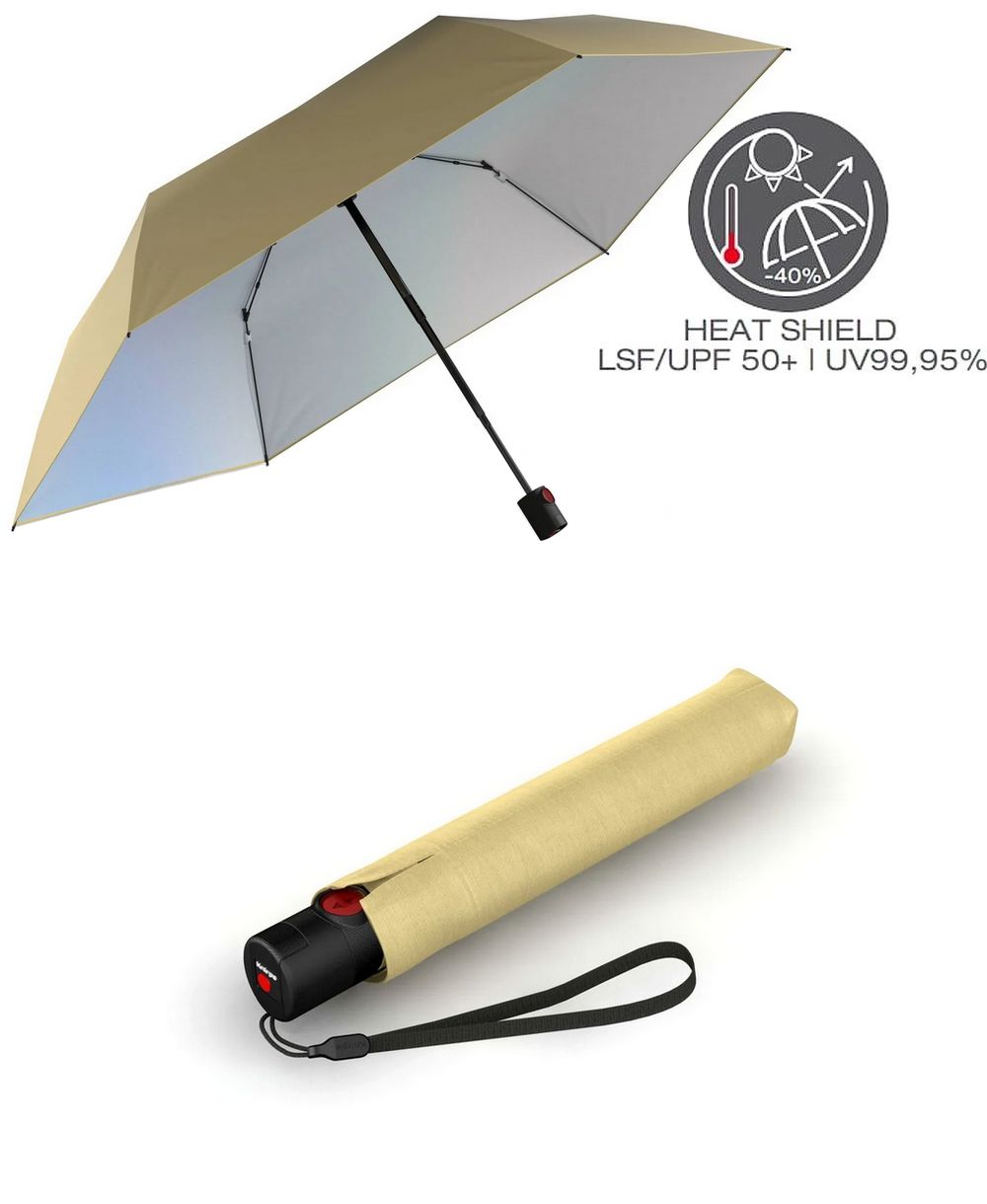 מטרייה מתקפלת Knirps U.200 וניל עם הגנת UV 50+ וציפוי Heat Shield