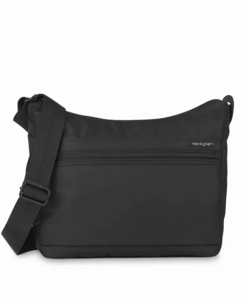 תיק אלכסוני מבד לנשים חברת הדגרין דגם הרפרס בצבע שחור