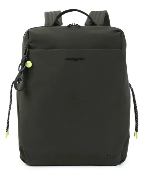 תיק גב למחשב נייד לנשים חברת הדגרין דגם AKIRA בד שחור דיו (ירוק פחם כהה)