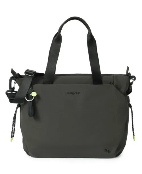 תיק צד למחשב נייד לנשים חברת הדגרין דגם SATOSHI בד שחור דיו ירוק פחם