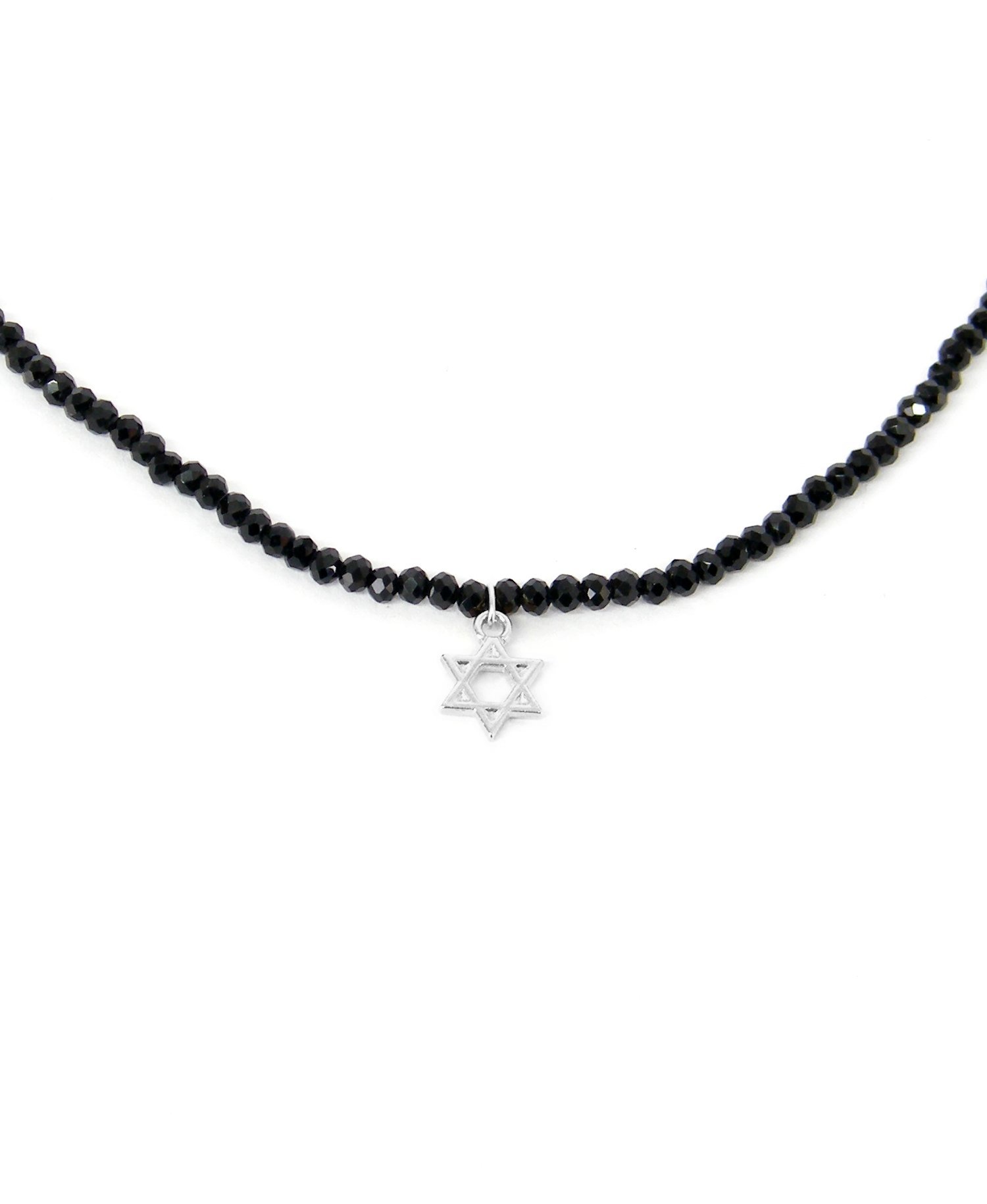שרשרת לנשים שחורה מגן דוד כסף – תמונה 2