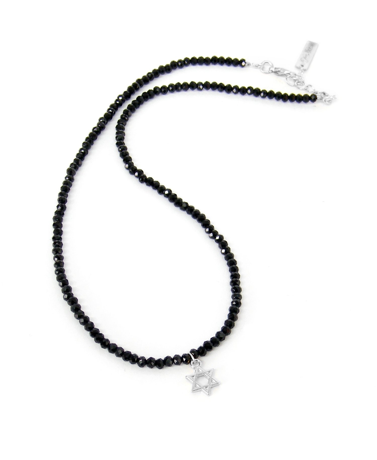 שרשרת לנשים שחורה מגן דוד כסף – תמונה 3