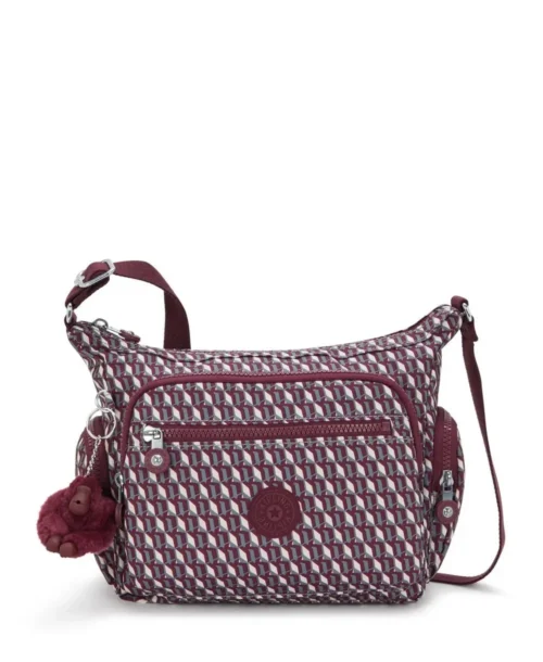 תיק צד אלכסון לנשים קיפלינג גאבי בינוני יין גיאומטרי