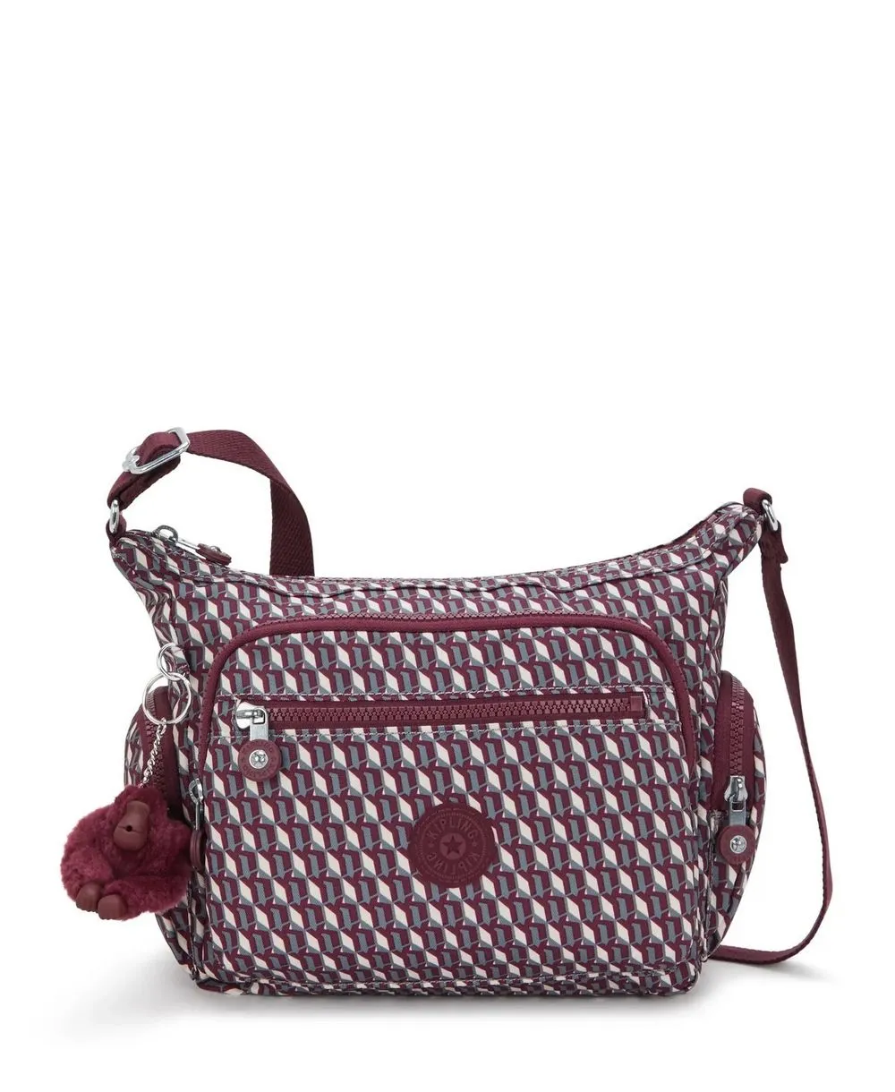 תיק צד אלכסון לנשים קיפלינג גאבי בינוני יין גיאומטרי