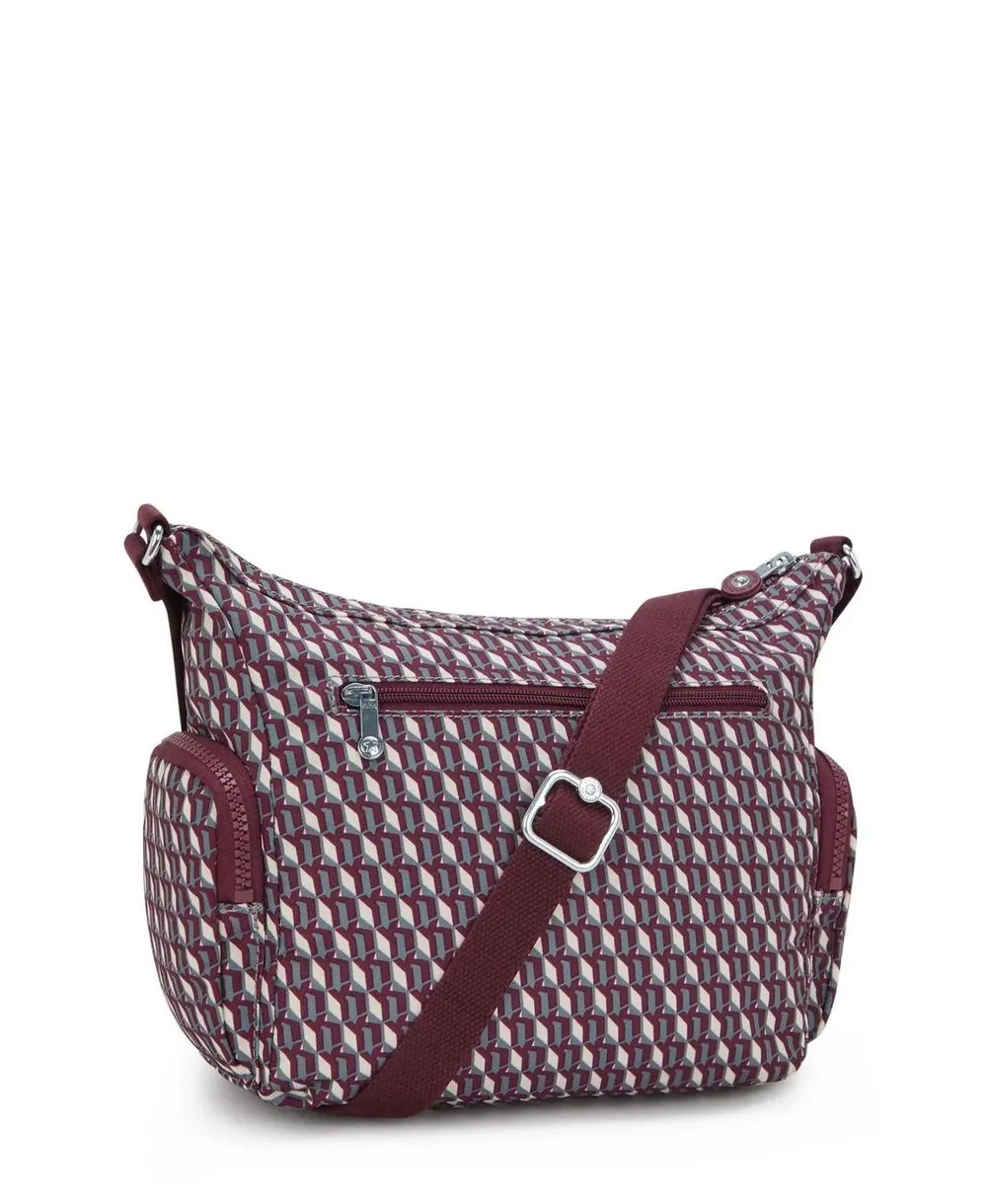 תיק קיפלינג גאבי בינוני יין גיאומטרי – תמונה 5