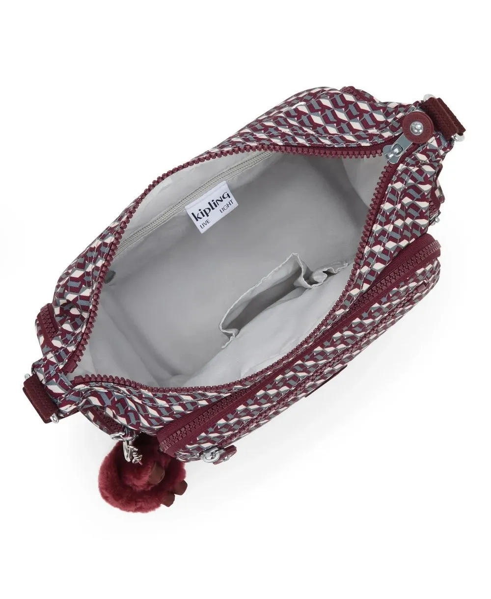 תיק קיפלינג גאבי בינוני יין גיאומטרי – תמונה 6