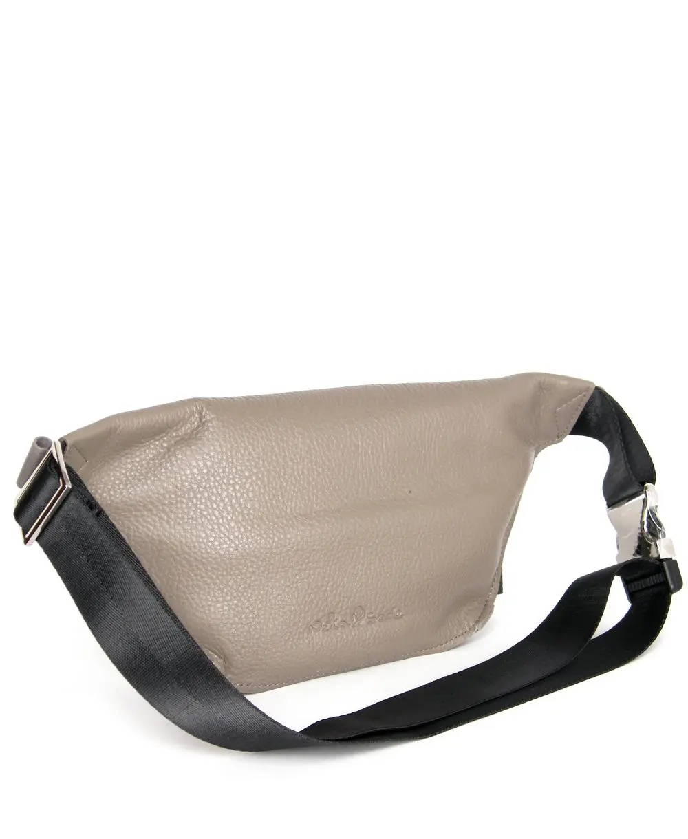 פאוץ' מעור לנשים אנה אפור פסים | נטע שדה – תמונה 3