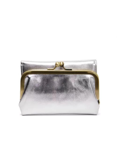 ארנק עור לנשים עמנואל מרלין בינוני בכסף