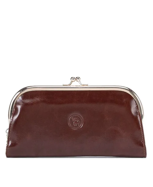 ארנק קלאץ מעור לנשים דגם ג'ין חום שברו