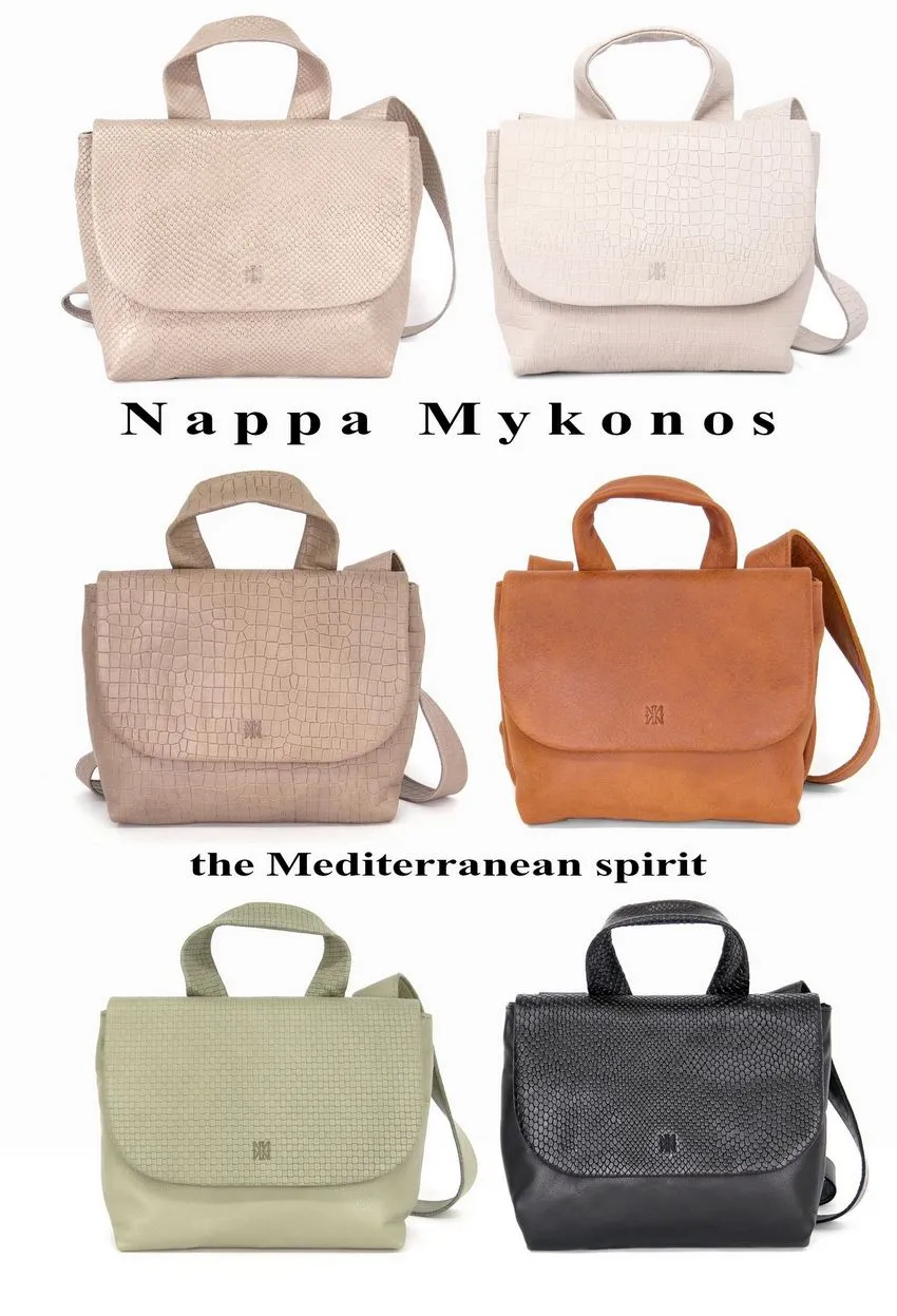 תיק עור לנשים נאפה מיקונוס בהשראה ים תיכונית