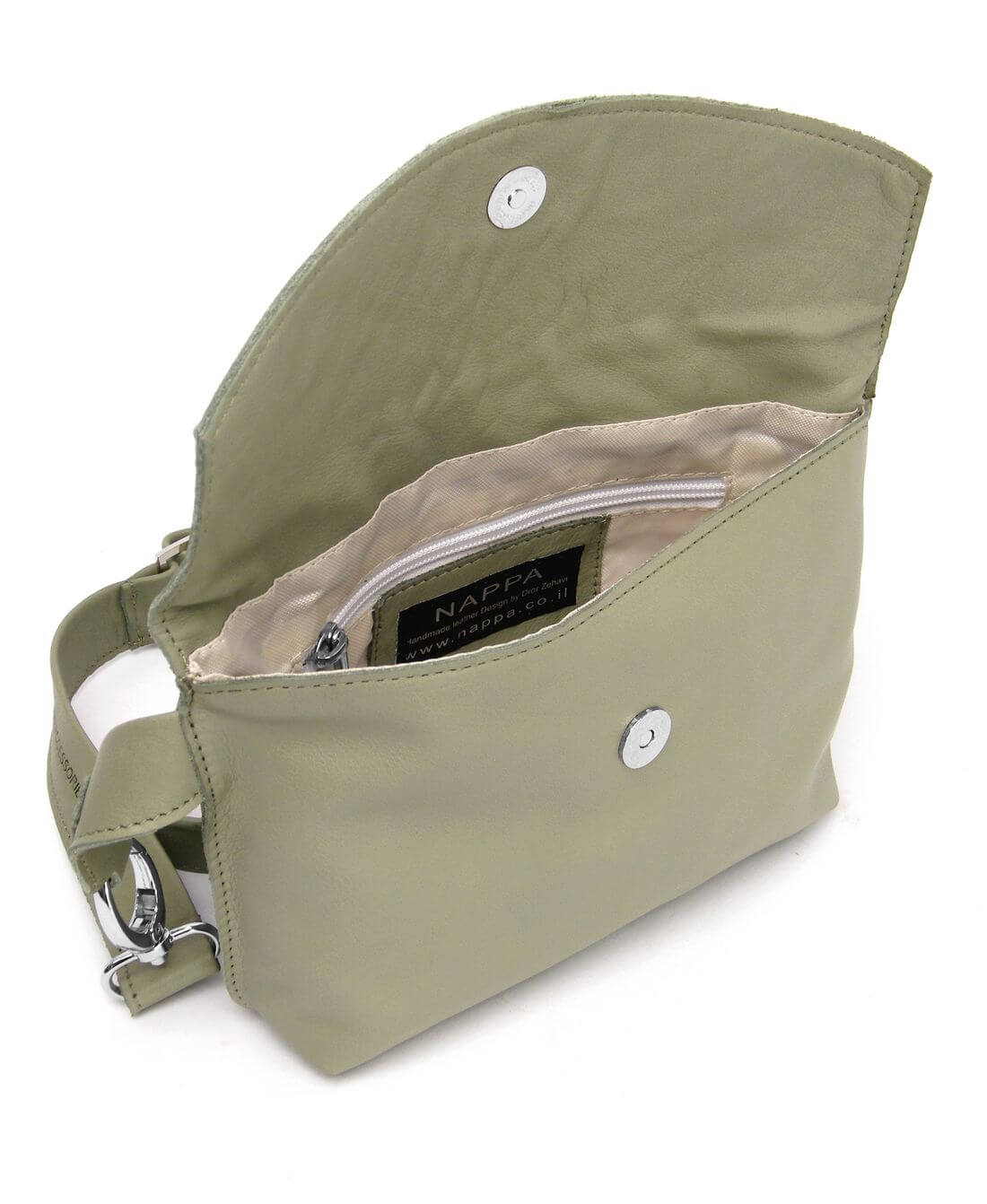 תיק פאוץ אלכסון נויה עור מנטה | נאפה – תמונה 6