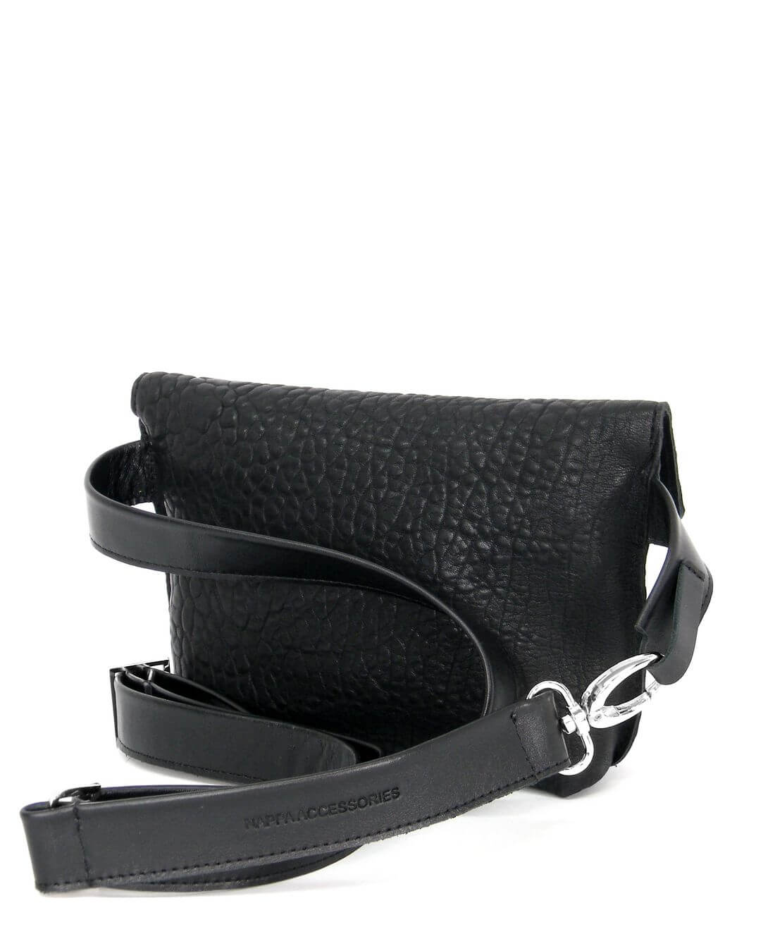 תיק פאוץ אלכסון נויה עור שחור באפלו | נאפה – תמונה 4