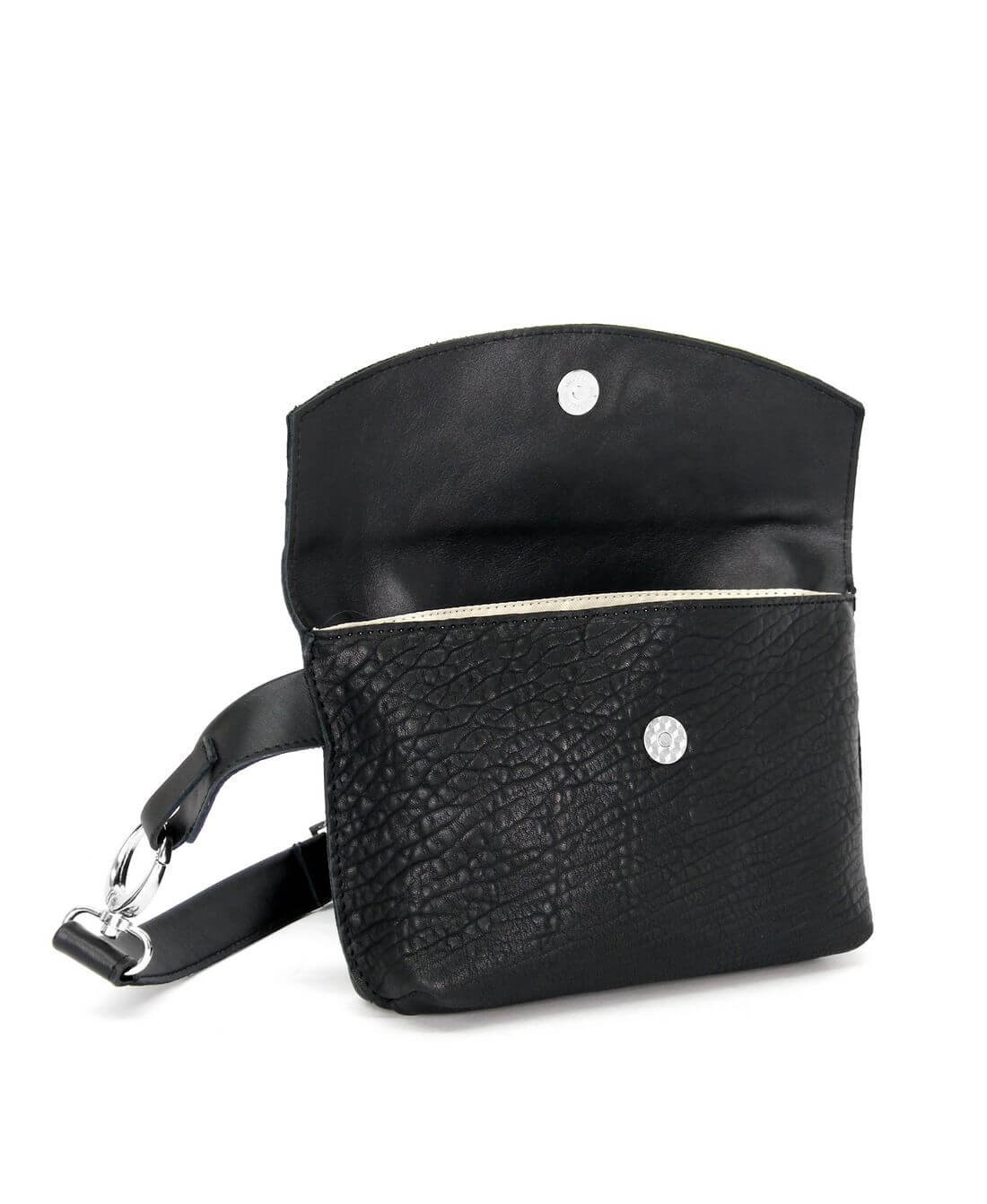 תיק פאוץ אלכסון נויה עור שחור באפלו | נאפה – תמונה 5