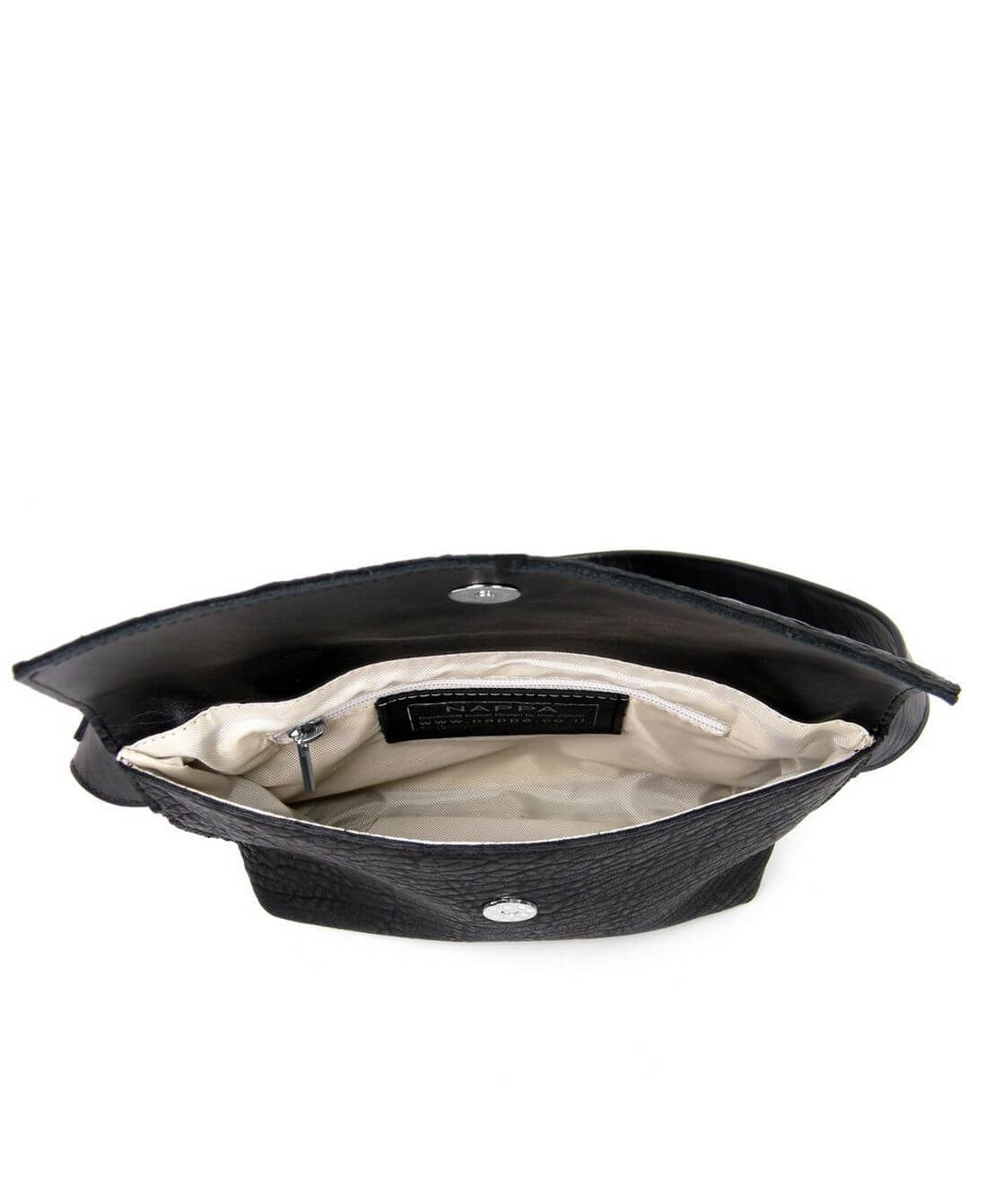 תיק פאוץ אלכסון נויה עור שחור באפלו | נאפה – תמונה 7