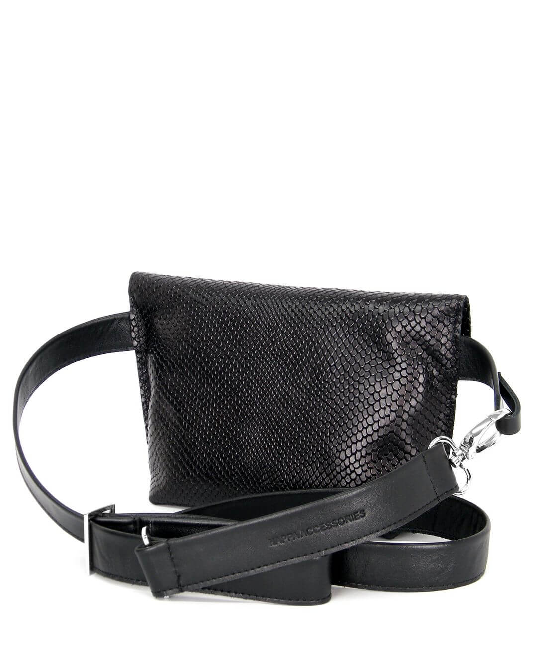 תיק פאוץ אלכסוני נויה עור שחור קשקשים | נאפה – תמונה 4