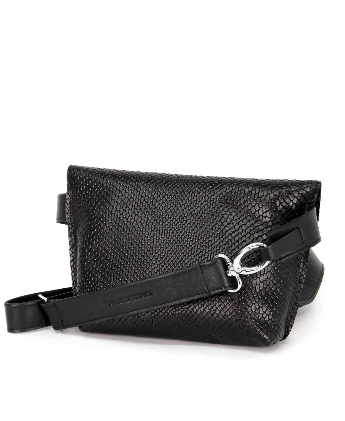 תיק פאוץ אלכסוני נויה עור שחור קשקשים | נאפה – תמונה 8