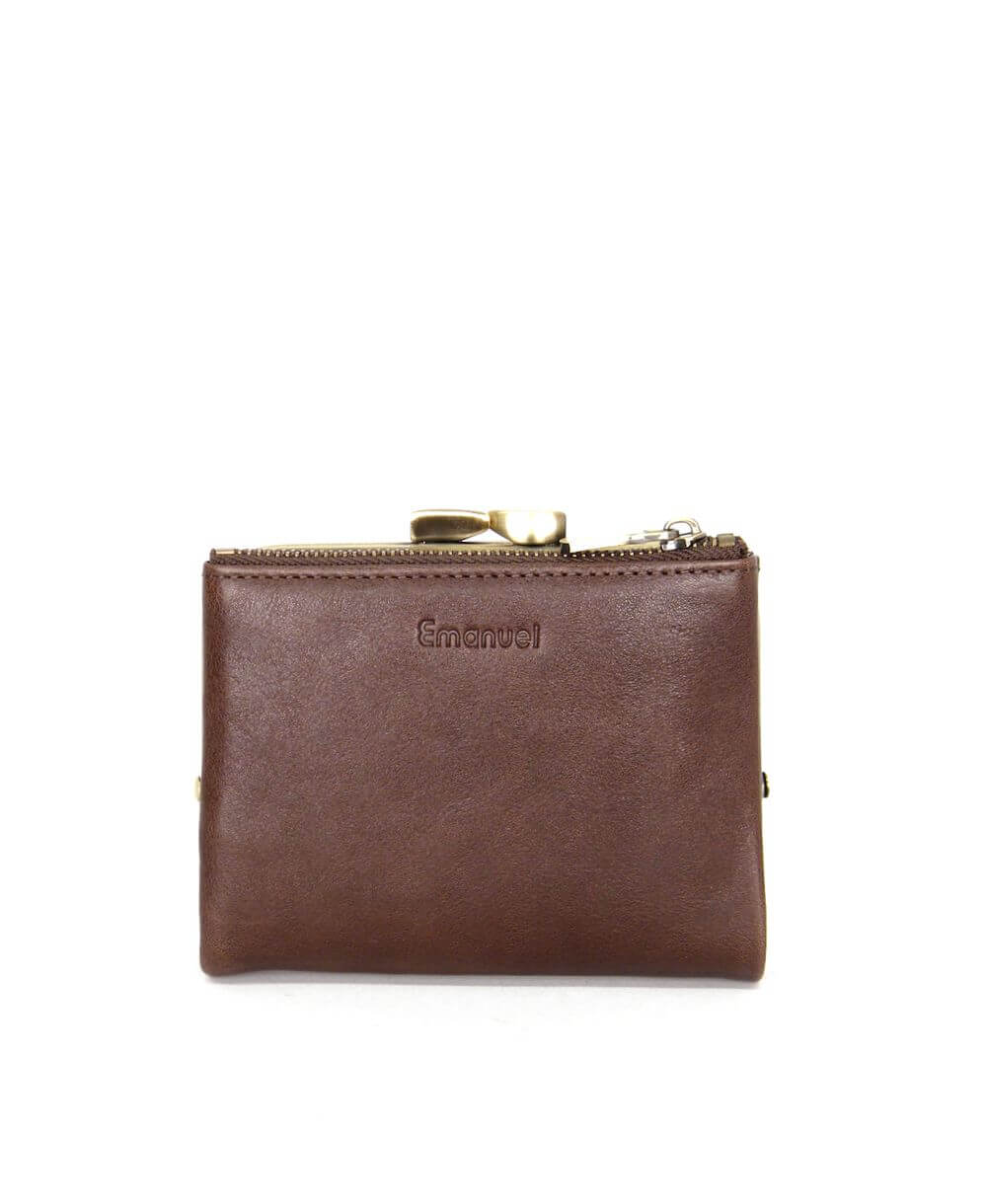 ארנק קטן לנשים לילי מנעול וינטאג' מעור חום כהה (1)