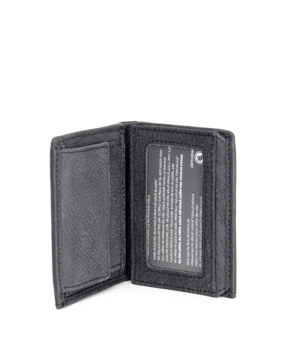 ארנק לגבר לכרטיסים שטרות ומטבעות מעור שחור – תמונה 2