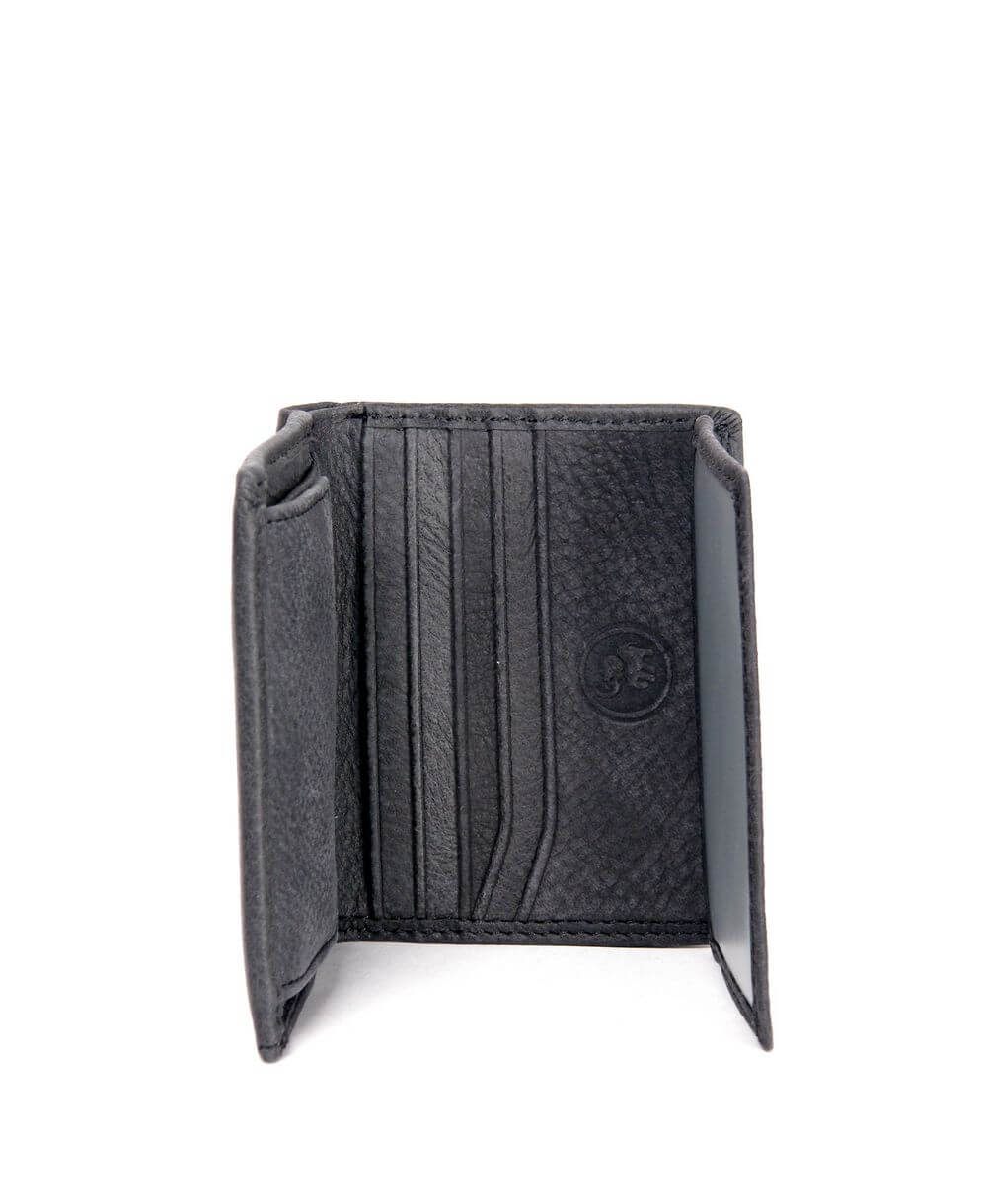 ארנק לגבר לכרטיסים שטרות ומטבעות מעור שחור – תמונה 3