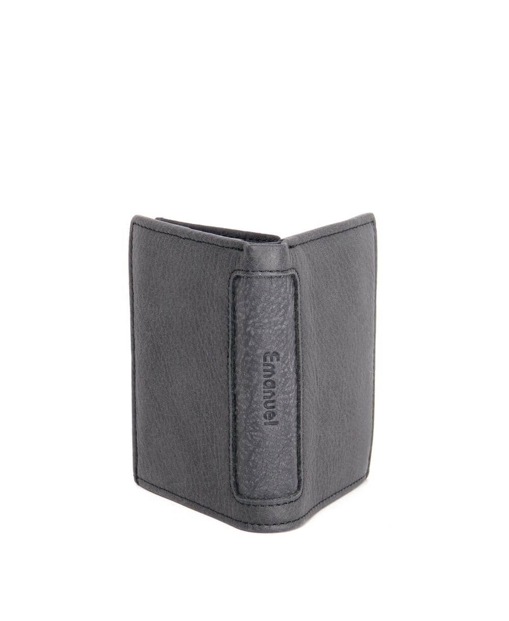 ארנק לגבר לכרטיסים שטרות ומטבעות מעור שחור – תמונה 5