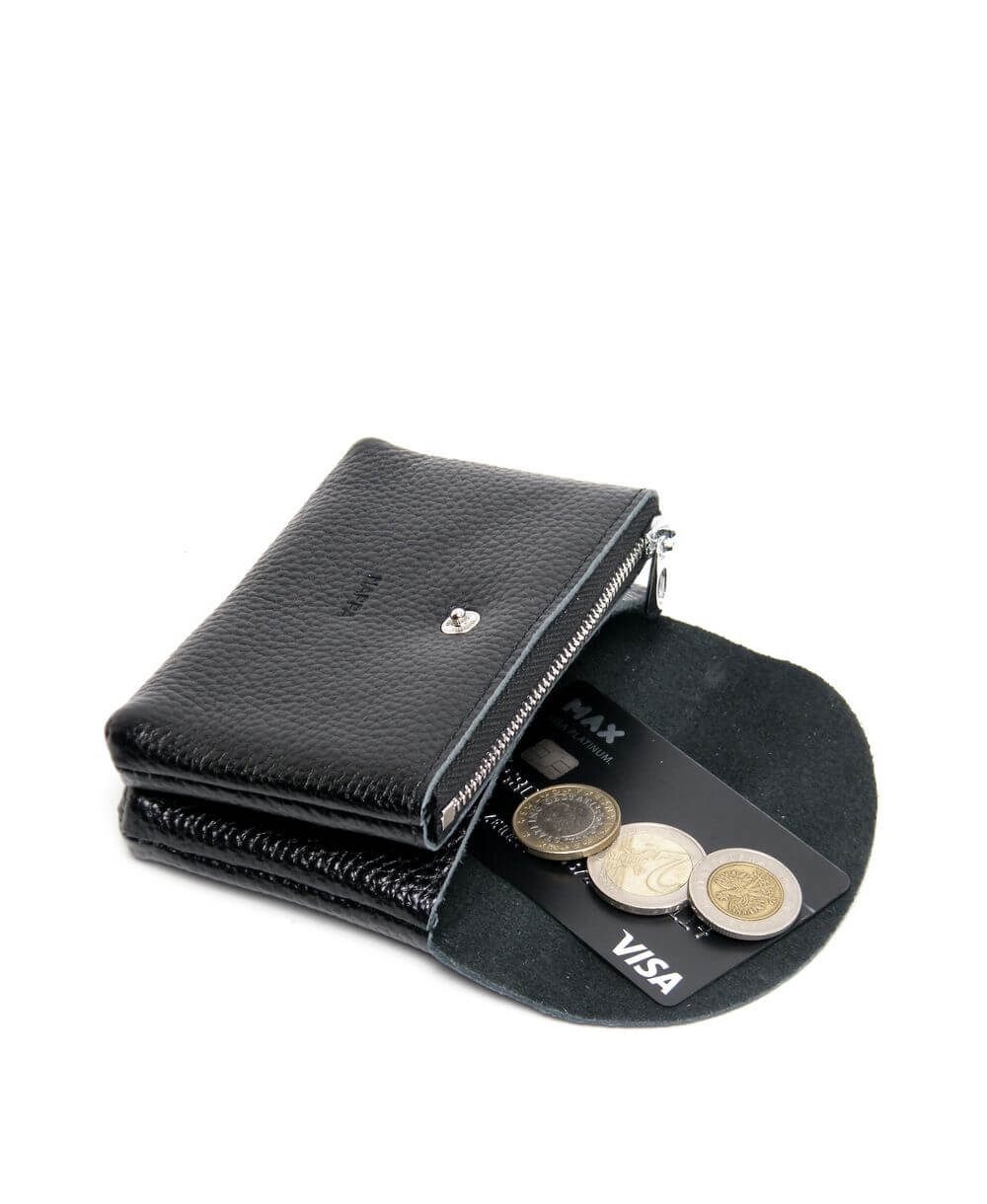 ארנק קטן לנשים טרופי מעור שחור | נאפה – תמונה 6