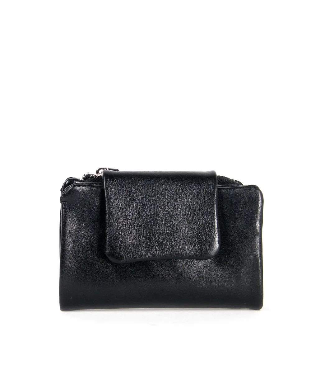 ארנק עור לנשים גודל קטן ארנקי עמנואל דגם מרסלה שחור