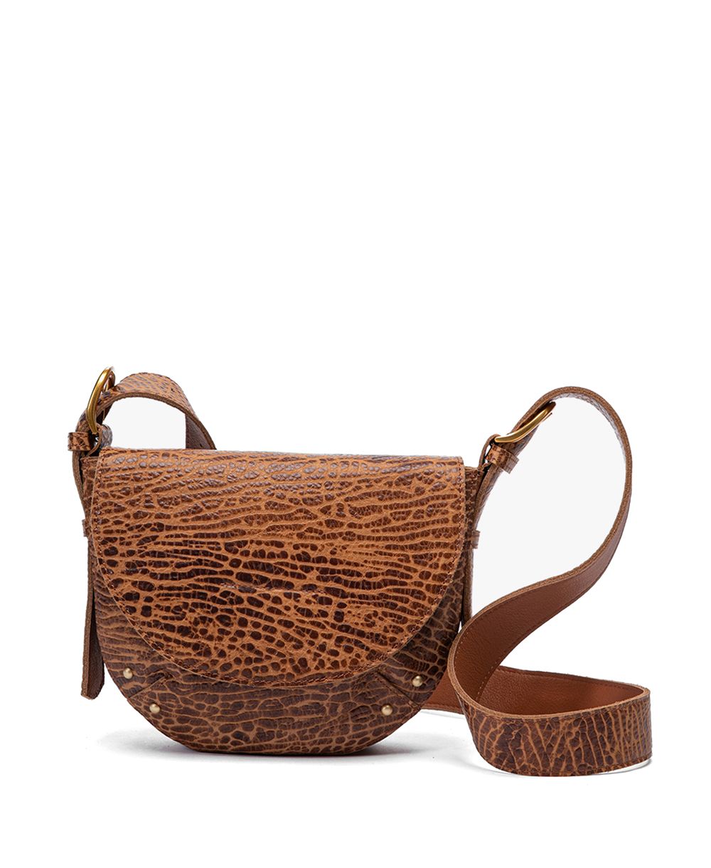 תיק צד לנשים בעיצוב נטע שדה דגם גומא עור חום קרוקו