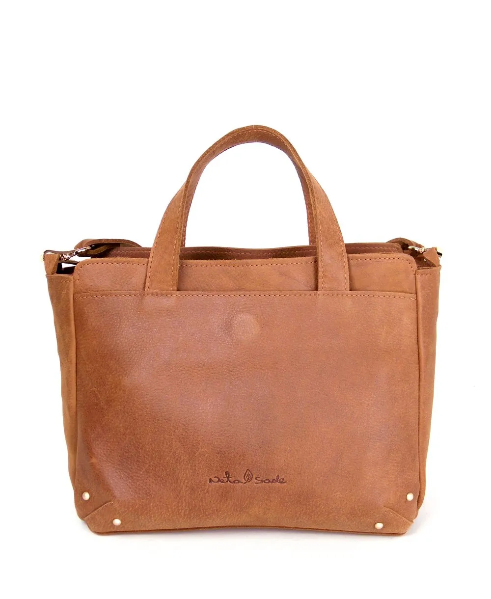 תיק צד מעור נטע שדה כרכום חום דיזל (1)