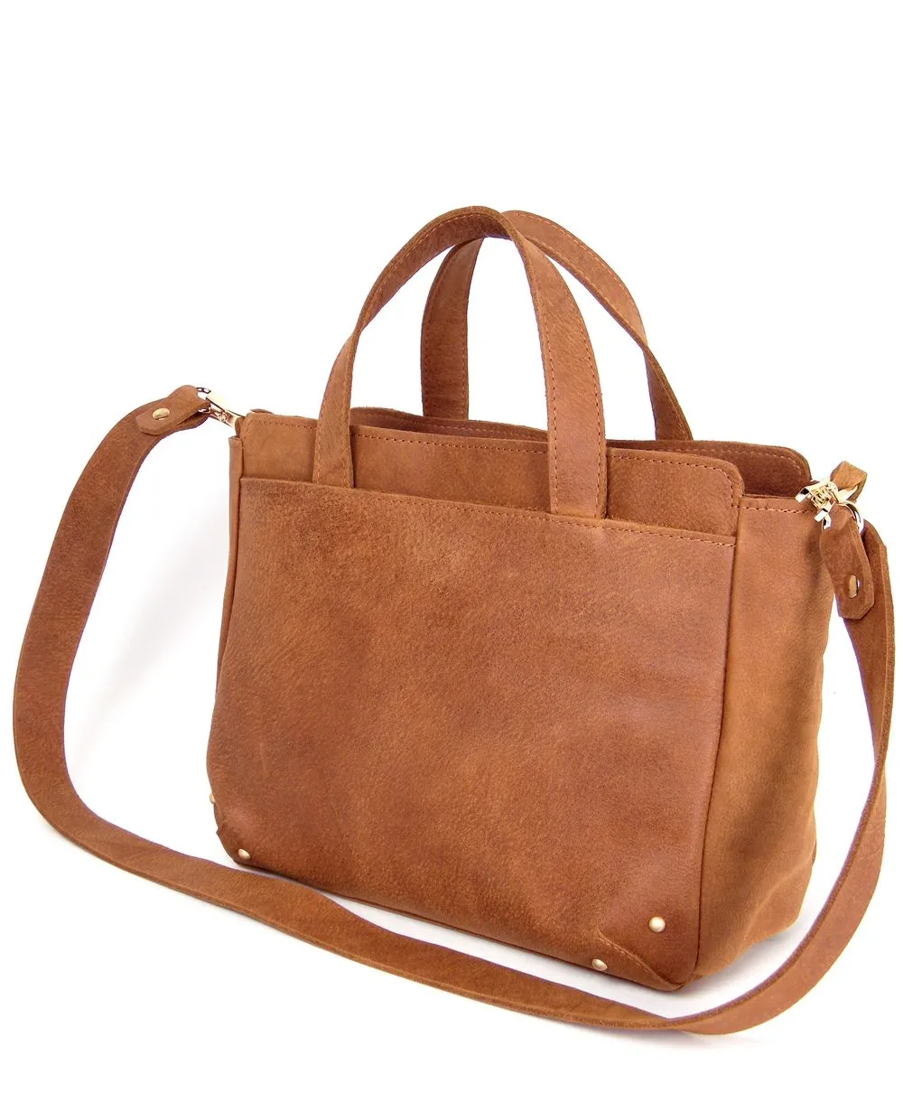 תיק צד לנשים כרכום עור חום דיזל | נטע שדה – תמונה 4