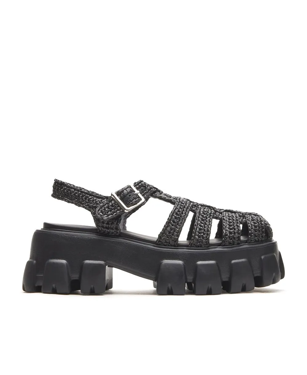 סנדל סטיב מאדן ECHO רפיה שחור