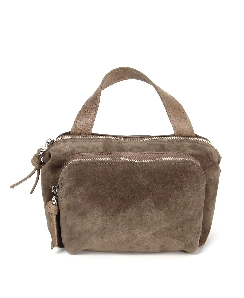 תיק צד לנשים נטע שדה חבצלת זמש חום אפרפר