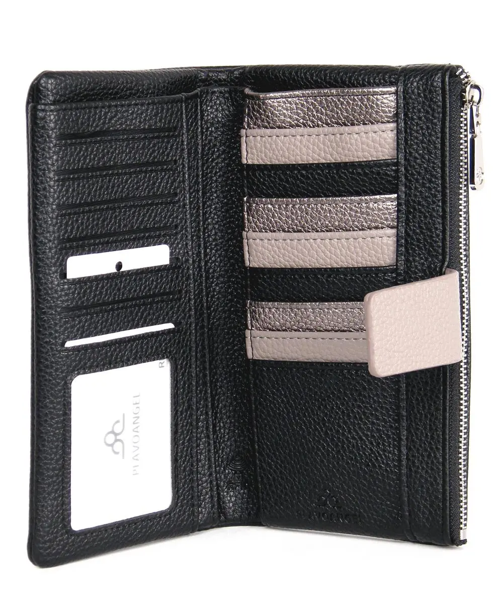 ארנק לנשים vegan גדול שחור – תמונה 2