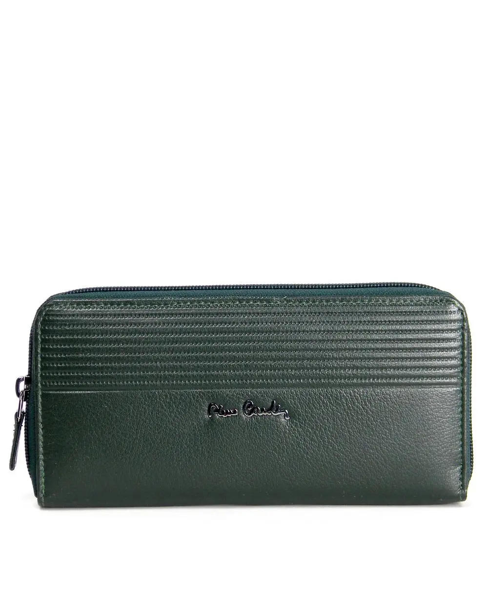 ארנק קלאץ פסים לנשים Pierre Cardin ירוק כהה עור נאפה (1)