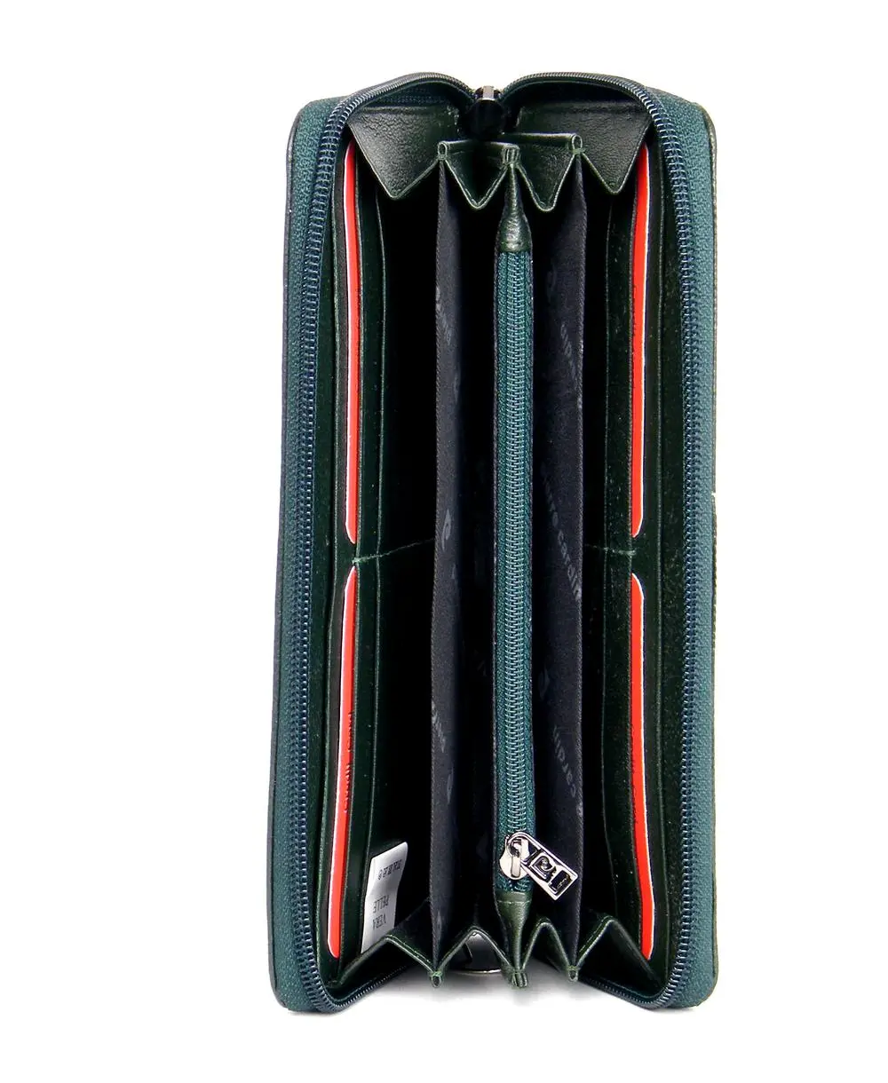 ארנק גדול לנשים קלאץ ירוק פסים | Pierre Cardin – תמונה 2